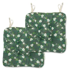 Classic Accessories Frida Kahlo Green/White Flores Dulces Polyester Chair Cushion 5 In. H X 19 In. W