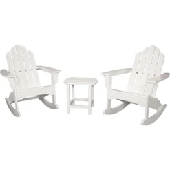 Hanover Adirondack 3 Pc White Plastic Patio Set