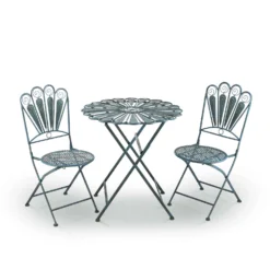 Alpine 3 Pc Blue Metal Bistro Set