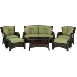 Hanover Corolla 6 Pc Brown Steel Traditional Deep Seating Set Cilantro Green