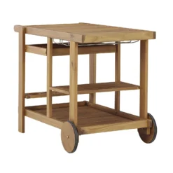Signature Design By Ashley Kailani Light Brown Rectangular Wood Serving Cart