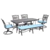 Hanover Traditions 6 Pc Bronze Aluminum Dining Set Blue
