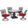 Hanover Monaco 5 Pc Bronze Aluminum Swivel Rocker Dining Set Autumn Berry
