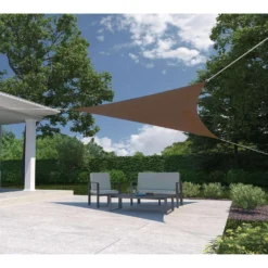 Coolaroo Ready-To-Hang Polyethylene Mocha Triangle Shade Sail Canopy 16.5 Ft. H X 16.5 Ft. W X 16.5 5 Coolaroo Ready-To-Hang Polyethylene Mocha Triangle Shade Sail Canopy 16.5 Ft. H X 16.5 Ft. W X 16.5 -Patio Paradise Shop 9345165b 73d0 48ff b5dc 0813dd8da201