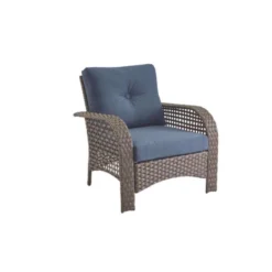 Living Accents St. Charles 4 Pc Walnut Steel Wicker Deep Seating Set Navy -Patio Paradise Shop 947e1a5f 7836 44ad 9f1d ed8568a0c988