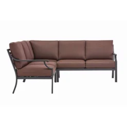Living Accents Wilshire 4 Pc Black Steel Deep Seating Sectional Brown -Patio Paradise Shop 9812e701 763f 48a8 972f feaadf80cb0c