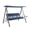 Living Accents 3 Person Black Steel Swing With Tables Blue