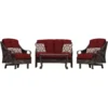 Hanover Ventura 4 Pc Cocoa Stone Steel Traditional Patio Set Crimson Red