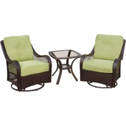 Cambridge Merritt 3 Pc Brown Steel Coastal Chat Set Green