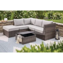 Living Accents Bridgeview Brown Steel Frame Sectional -Patio Paradise Shop 9a770bcf 7616 4bbd bfb4 2cf62062d143