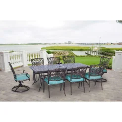 Cambridge Seasons 9 Pc Bronze Aluminum Dining Set Blue -Patio Paradise Shop 9a7d0622 3dc6 463e b841 776786857fa1