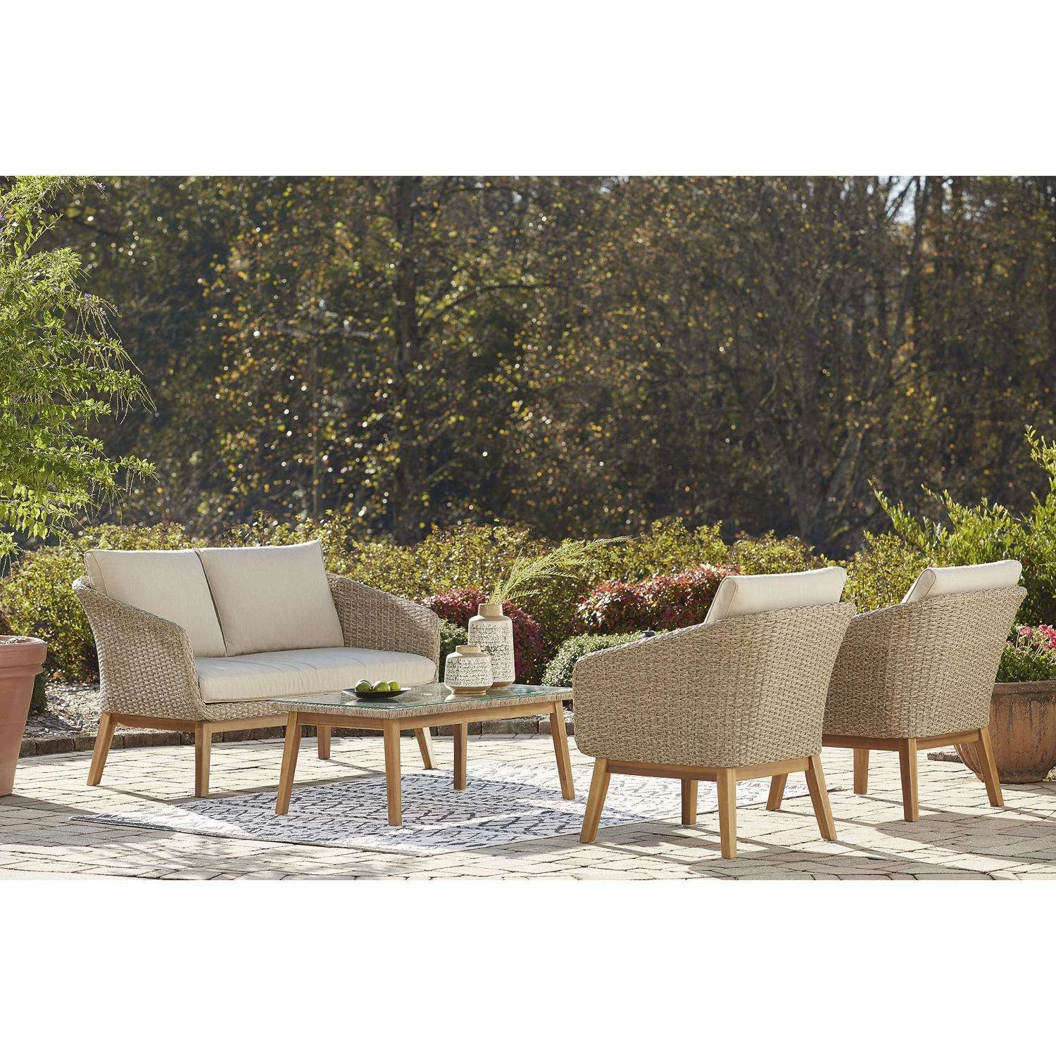 Signature Design By Ashley Crystal Cave 4 Pc Light Brown Resin Casual Conversation Set Beige 3 Signature Design By Ashley Crystal Cave 4 Pc Light Brown Resin Casual Conversation Set Beige - Image 3