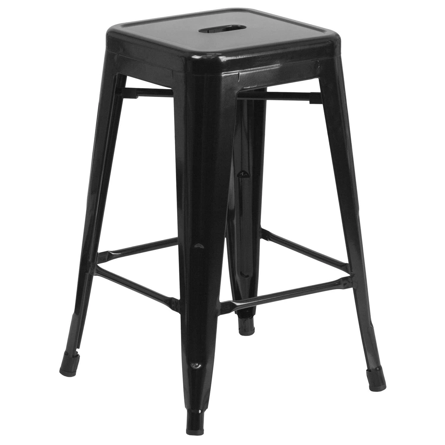 Flash Furniture 1 Pc Black Galvanized Steel Industrial Bar Stool 3 Flash Furniture 1 Pc Black Galvanized Steel Industrial Bar Stool - Image 3