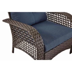 Living Accents St. Charles 4 Pc Walnut Steel Wicker Deep Seating Set Navy -Patio Paradise Shop 9e9dba51 e56a 490c 875d 4e196d2f3180