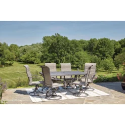 Living Accents Ainsley 7 Pc Gray Swivel And Sling Dining Set Gray -Patio Paradise Shop a1f28452 c26f 450f 8200 f5da231fecd5
