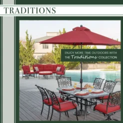 Hanover Traditions 3 Pc Bronze Aluminum Traditional High Dining Bistro Set Red -Patio Paradise Shop a2e487e1 eea2 4c24 aa31 e9a34b5731c3