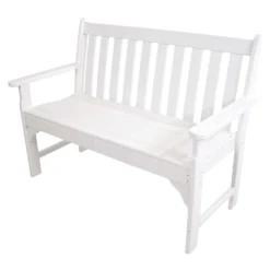 Ivy Terrace White Resin Traditional Garden Bench 35.25 In. H X 24 In. L X 48.5 In. D