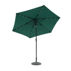 Sun-Ray 9 Ft. Tiltable Hunter Green Solar Lighted Umbrella