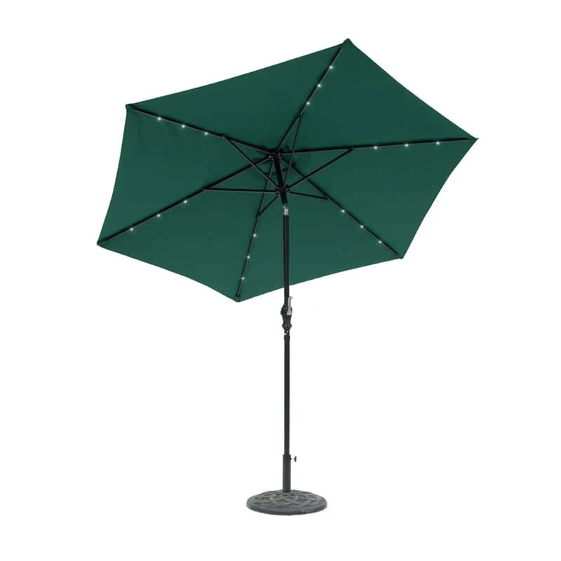 Sun-Ray 9 Ft. Tiltable Hunter Green Solar Lighted Umbrella 1 Sun-Ray 9 Ft. Tiltable Hunter Green Solar Lighted Umbrella