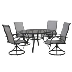 Living Accents Roscoe Black Round Glass Dining Table -Patio Paradise Shop a3c9f5c0 ab6b 42c0 9651 b73b0a947e4e