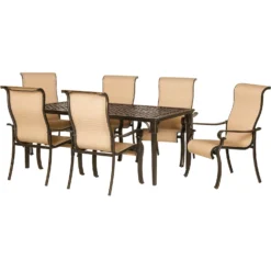 Hanover Brigantine 7 Pc Espresso Bean Aluminum Cast-Top Dining Set