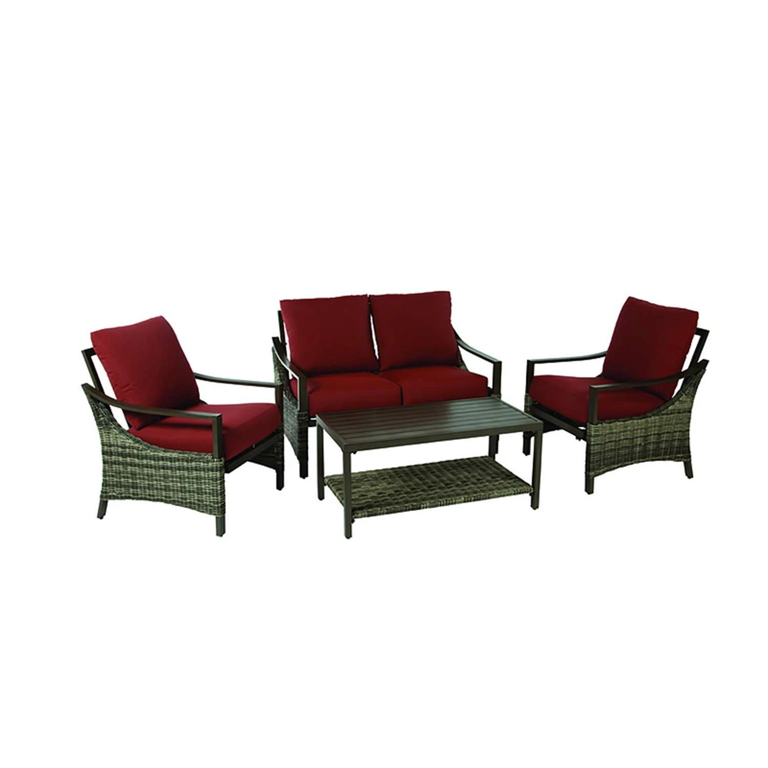 Living Accents Valencia 4 Pc Brown Aluminum Deep Seating Set Red 1 Living Accents Valencia 4 Pc Brown Aluminum Deep Seating Set Red