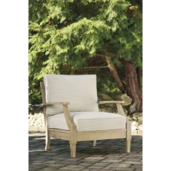 Signature Design By Ashley Clare View Brown Wood Frame Slat Lounge Chair Beige -Patio Paradise Shop a50672b4 6215 4124 89f5 7298cf24a688