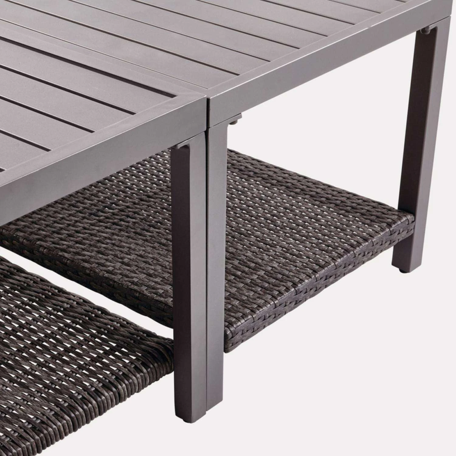 Living Accents Davenport Brown Aluminum Frame Conversation Chair Set Blue 4 Living Accents Davenport Brown Aluminum Frame Conversation Chair Set Blue - Image 4