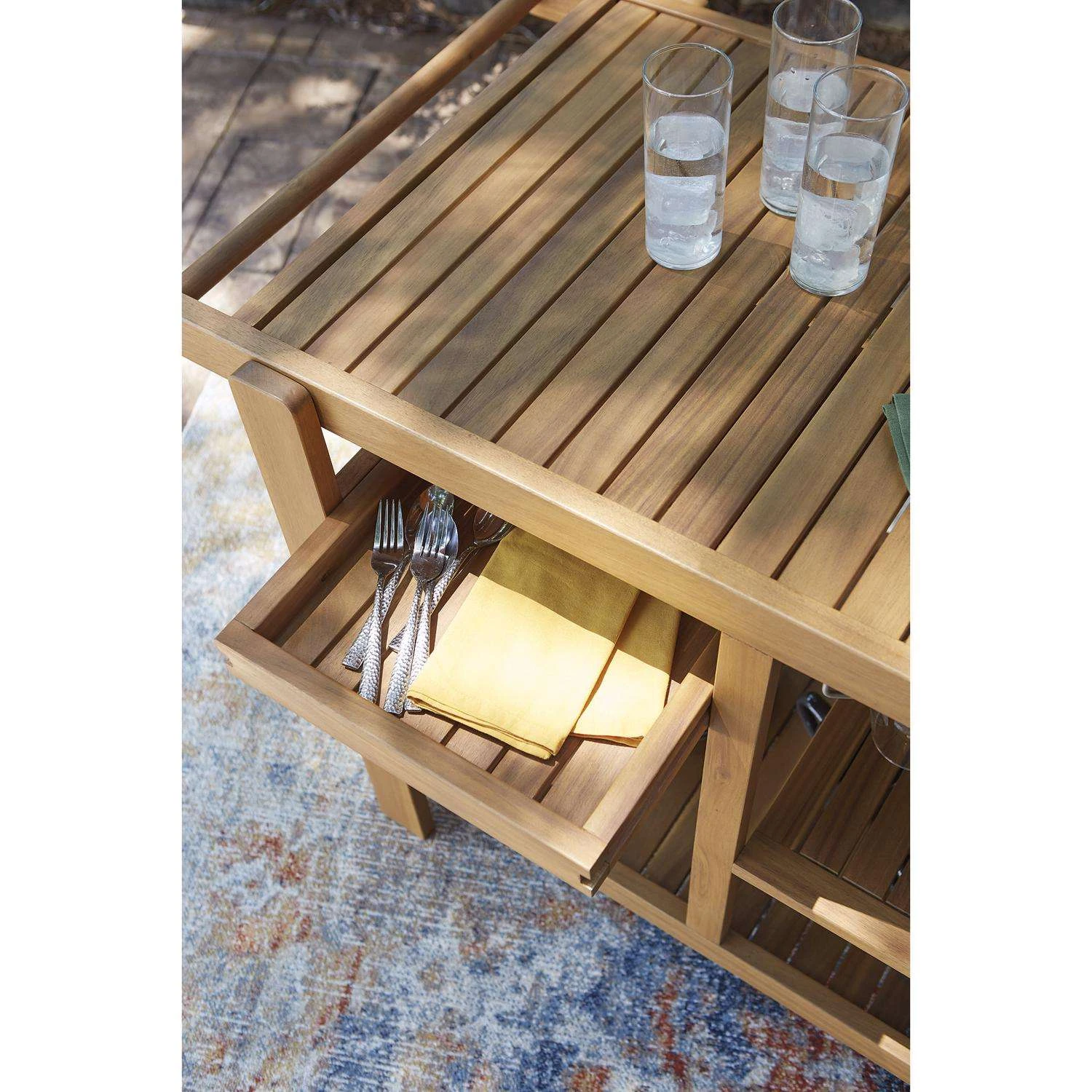Signature Design By Ashley Kailani Light Brown Rectangular Wood Serving Cart 6 Signature Design By Ashley Kailani Light Brown Rectangular Wood Serving Cart - Image 6