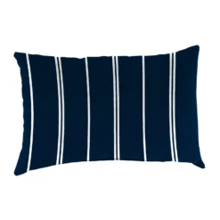 Jordan Manufacturing Navy Blue/White Polyester Throw Pillow 4 In. H X 18 In. W X 12 In. L