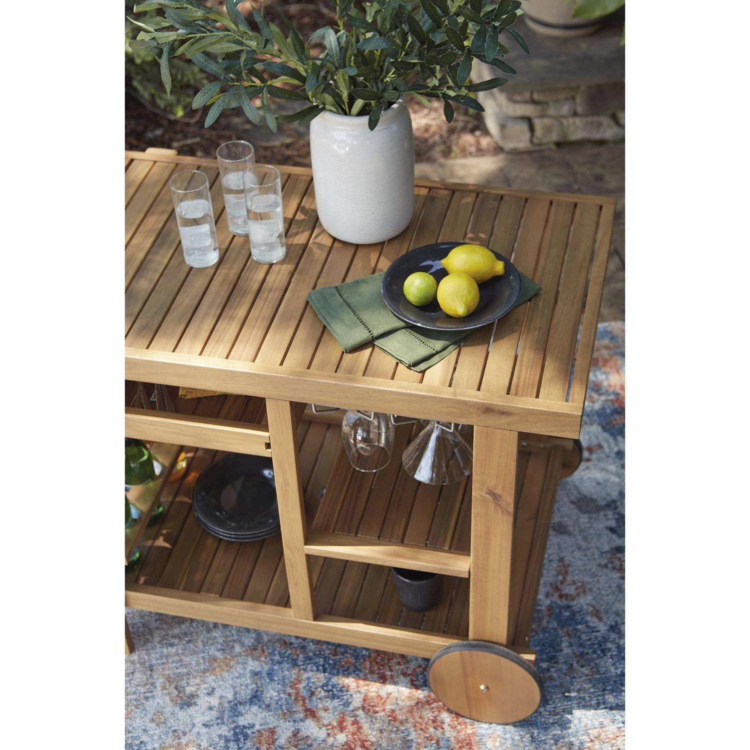 Signature Design By Ashley Kailani Light Brown Rectangular Wood Serving Cart 5 Signature Design By Ashley Kailani Light Brown Rectangular Wood Serving Cart - Image 5