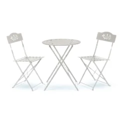 Alpine 3 Pc White Steel Bistro Set