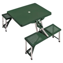 Picnic Time Oniva Steel Green 53.5 In. Square Foldable Picnic Table