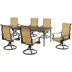 Hanover Brigantine 7 Pc Espresso Aluminum Dining Set