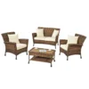 W Unlimited Home 4 Pc Brown Wicker Coastal Patio Set Beige