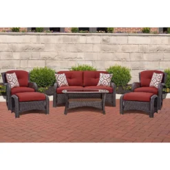 Hanover Corolla 6 Pc Brown Steel Traditional Deep Seating Set Crimson Red -Patio Paradise Shop b06e5620 b256 47c6 81b1 d7336c0ed4eb