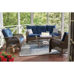 Living Accents St. Charles 4 Pc Walnut Steel Wicker Deep Seating Set Navy -Patio Paradise Shop b1813b5e 1bb1 4f2b ad66 83f3d63b99e4