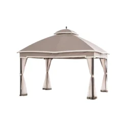 Living Accents Fabric Domed Soft Top Gazebo With Curtain And Netting 11 Ft. H X 10 Ft. W X 12 Ft. L