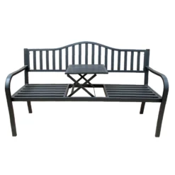 Bond Black Steel Park Bench 35 In. H X 59 In. L X 23 In. D -Patio Paradise Shop b2d674f4 0b10 449f 9cf6 0170d294ad8d