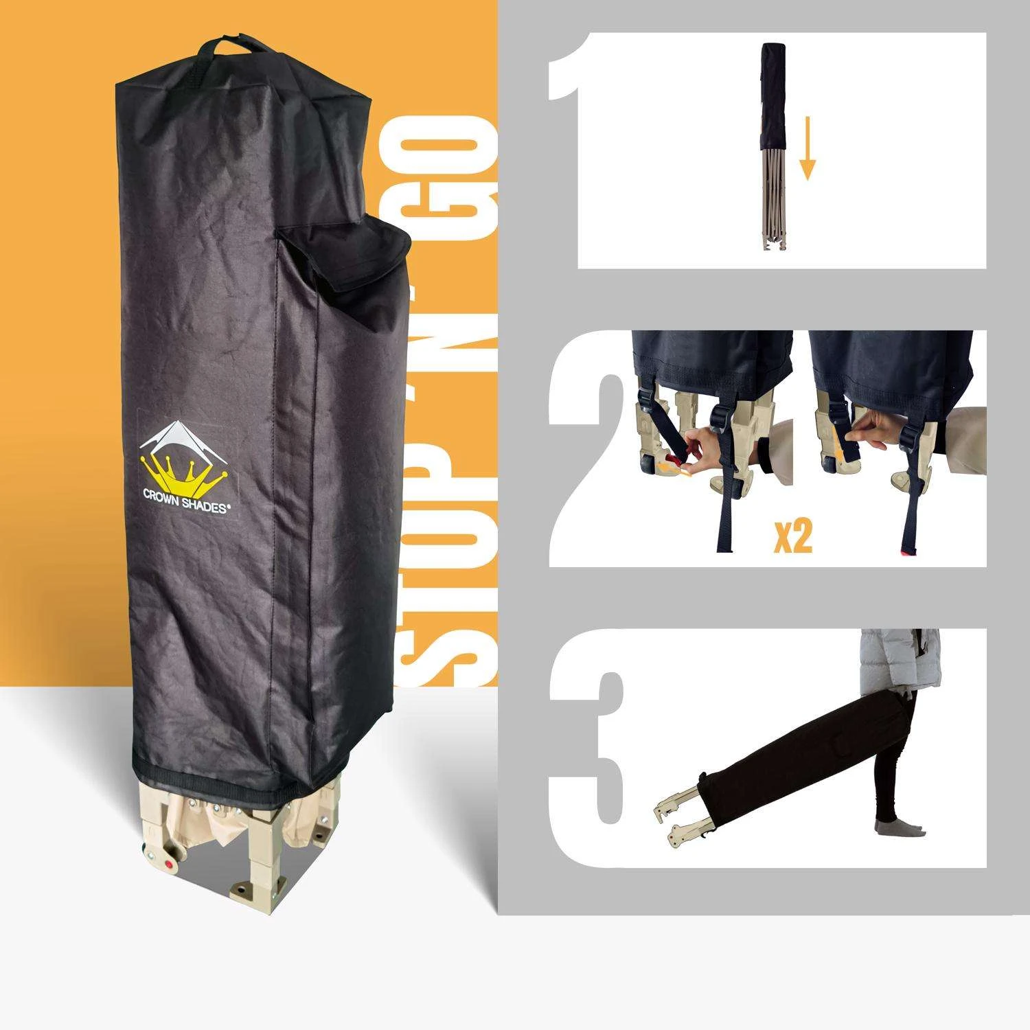 Crown Shades One Touch Polyester Canopy With Screen Kit 9.25 Ft. H X 10 Ft. W X 10 Ft. L 4 Crown Shades One Touch Polyester Canopy With Screen Kit 9.25 Ft. H X 10 Ft. W X 10 Ft. L - Image 4