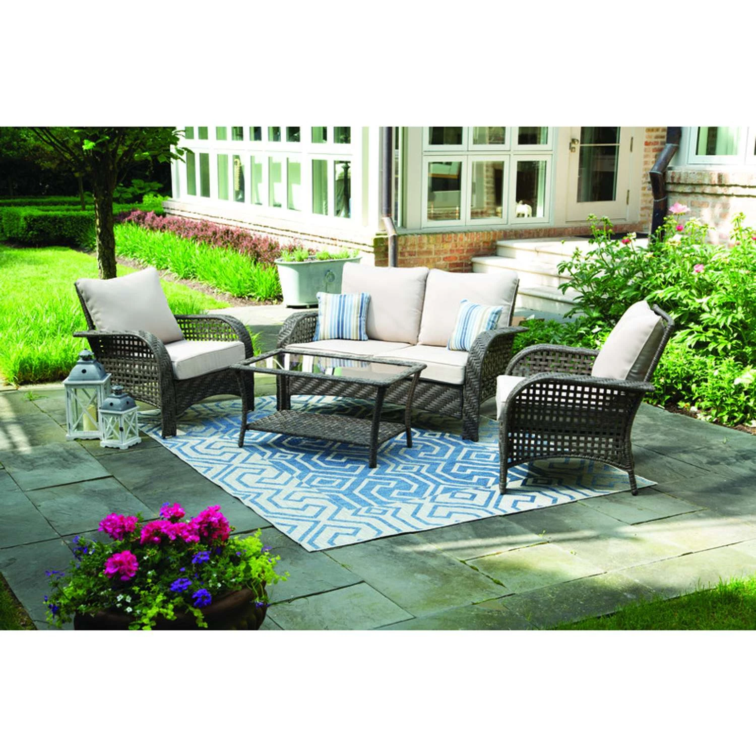 Living Accents Willow 4 Pc Gray Steel Patio Set Beige 2 Living Accents Willow 4 Pc Gray Steel Patio Set Beige - Image 2