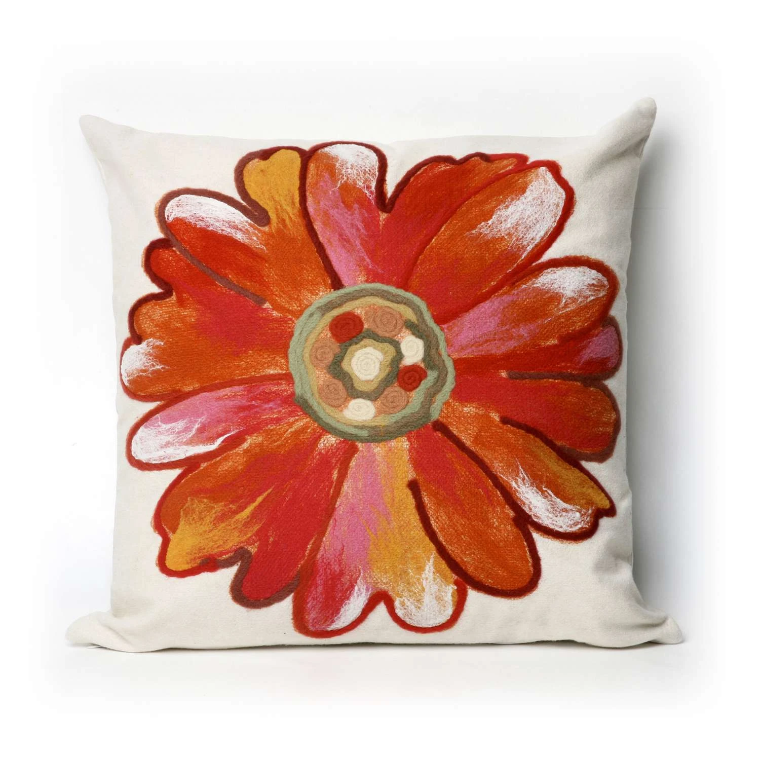 Liora Manne Visions III Orange Daisy Polyester Throw Pillow 20 In. H X 2 In. W X 20 In. L 1 Liora Manne Visions III Orange Daisy Polyester Throw Pillow 20 In. H X 2 In. W X 20 In. L
