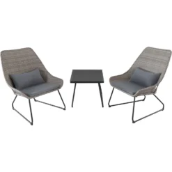 Mod Montauk 3 Pc Gray Steel Woven Chat Set Gray