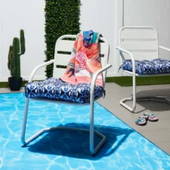 Classic Accessories Blue Polyester Chair Cushion 5 In. H X 19 In. W X 19 In. L -Patio Paradise Shop b857a2f3 ffaf 4d0c a8b8 631b789b541a