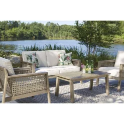 Signature Design By Ashley Barn Cove 4 Pc Brown Resin Conversation Set Tan -Patio Paradise Shop b929103c 593d 4898 8615 f2c32e68b438