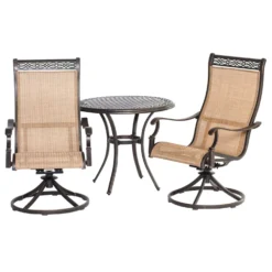 Hanover Manor 3 Pc Brown Aluminum Bistro Set Brown