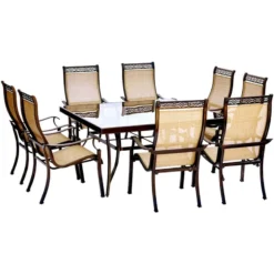 Hanover Monaco 9 Pc Bronze Aluminum Sling Dining Set