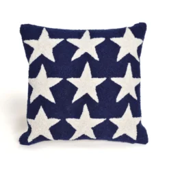Liora Manne Frontporch Blue Stars Polyester Throw Pillow 18 In. H X 2 In. W X 18 In. L
