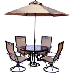 Hanover Monaco 5 Pc Bronze Aluminum Transitional Dining Set