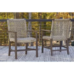 Signature Design By Ashley Germalia Brown Wood Frame Dining Armchair -Patio Paradise Shop bcfdb210 6e9a 448d 9bb6 73ab85f8c381